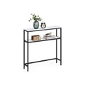 Marble White and Ink Black Console Table with 2 Open Shelves for Hallway by Vasagle