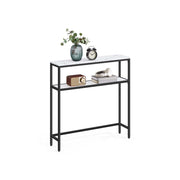 Marble White and Ink Black Console Table with 2 Open Shelves for Hallway by Vasagle