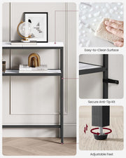 Marble White and Ink Black Console Table with 2 Open Shelves for Hallway by Vasagle