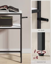 Slim 2 Tier Hallway Sofa Table Marble White and Black Finish Space Saving Design by Vasagle