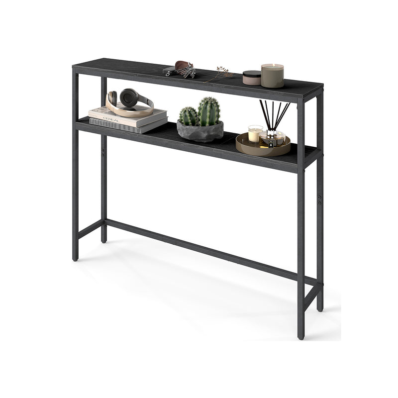 Charcoal Grey Console Table with Two Storage Shelves for Hallway or Living Room by Vasagle