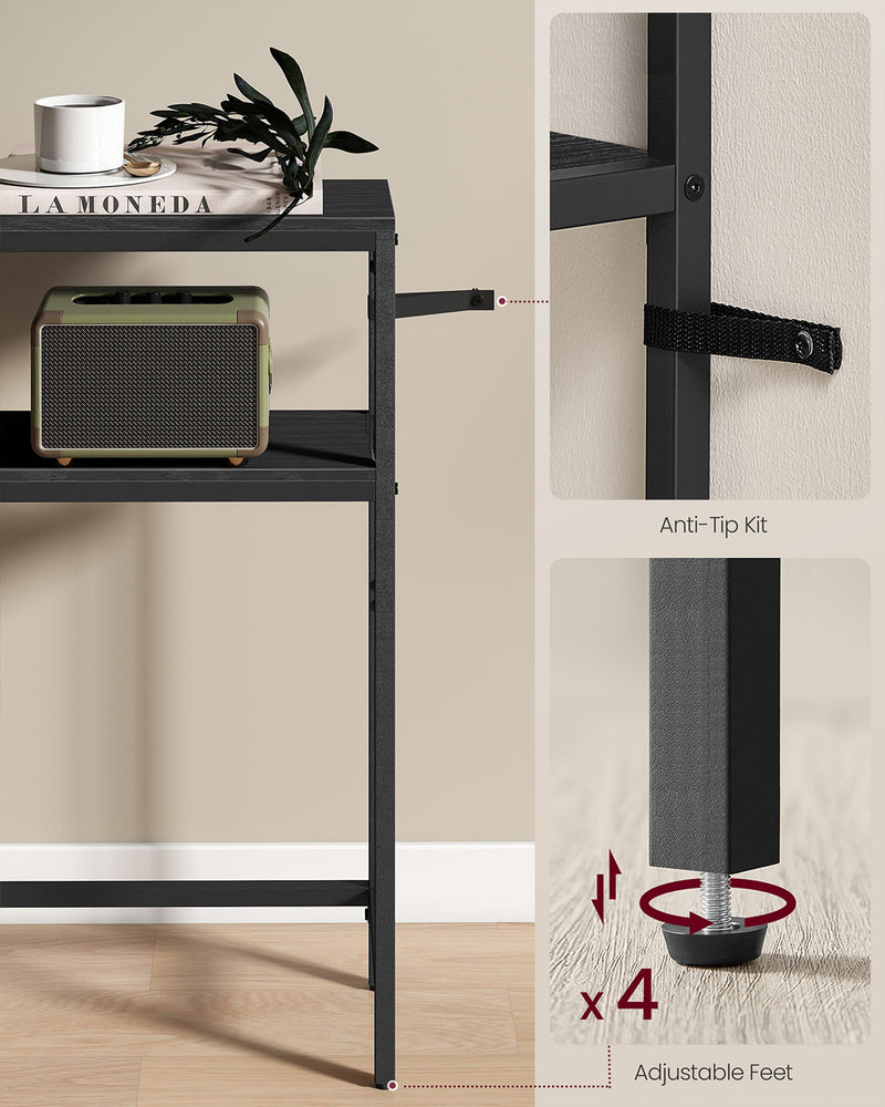 Charcoal Grey Console Table with Two Storage Shelves for Hallway or Living Room by Vasagle