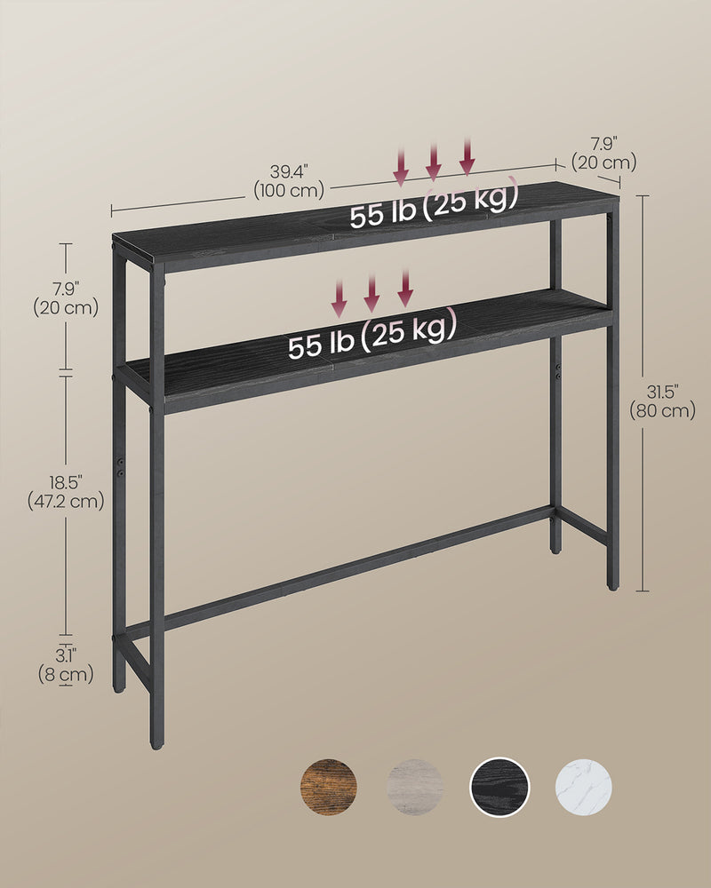 Charcoal Grey Console Table with Two Storage Shelves for Hallway or Living Room by Vasagle