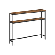 Rustic Brown Console Table with Two Shelves for Hallway or Living Room by Vasagle