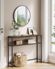 Rustic Brown Console Table with Two Shelves for Hallway or Living Room by Vasagle