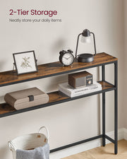 Rustic Brown Console Table with Two Shelves for Hallway or Living Room by Vasagle