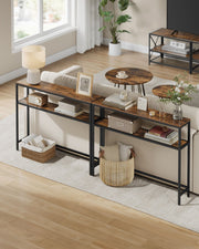 Rustic Brown Console Table with Two Shelves for Hallway or Living Room by Vasagle