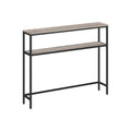 Heather Greige and Ink Black Console Table with Two Storage Shelves for Hallway by Vasagle