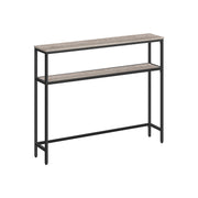 Heather Greige and Ink Black Console Table with Two Storage Shelves for Hallway by Vasagle