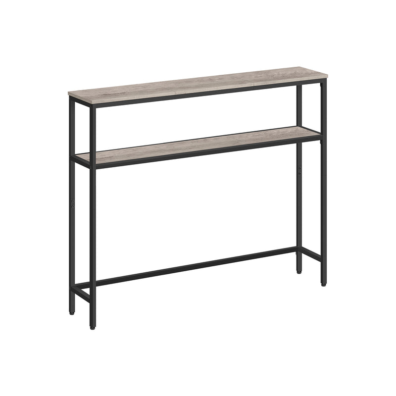 Heather Greige and Ink Black Console Table with Two Storage Shelves for Hallway by Vasagle