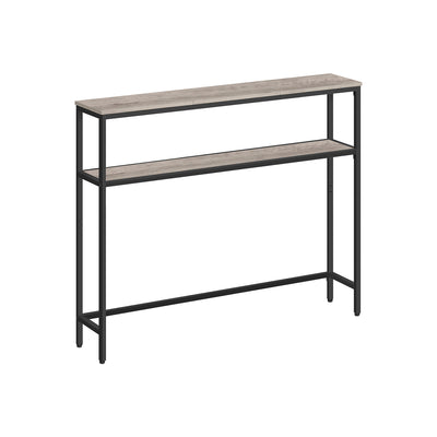 Heather Greige and Ink Black Console Table with Two Storage Shelves for Hallway by Vasagle