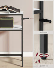 Two Tier Marble and Black Console Table for Hallway with Storage Shelf by Vasagle