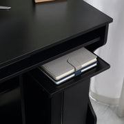 Black Compact Work Desk with Wheels and Multi Storage by HOMCOM