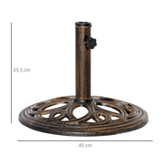 Outdoor Parasol Base Heavy Cast Metal Stand for Secure Garden Shade, Fits 38-48mm Poles, Bronze Outsunny