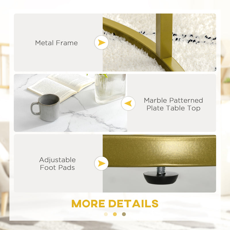 Round Nesting Coffee Table Set of 2 with Faux Marble Tops for Living Room White