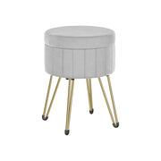 Velvet Round Storage Ottoman with Metal Legs in Dove Grey for Living Room by Songmics