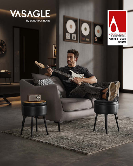 Ink Black Storage Ottoman Bench with 150 kg Load Capacity for Bedroom or Entryway by Vasagle