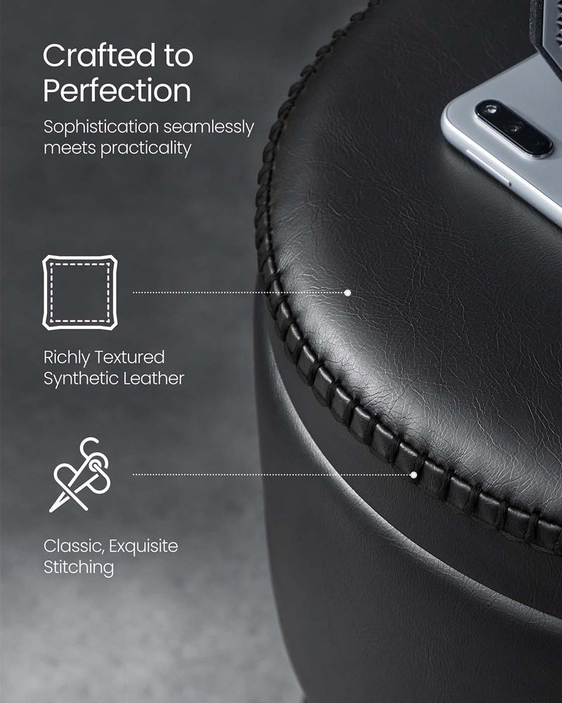 Ink Black Storage Ottoman Bench with 150 kg Load Capacity for Bedroom or Entryway by Vasagle