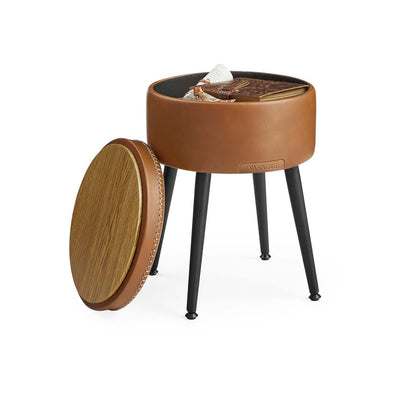 Caramel Brown Storage Ottoman Bench with 150 kg Capacity for Bedroom or Entryway by Vasagle