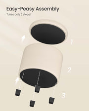 Round Upholstered Ottoman with Storage Compartment and Footrest for Living Room by Songmics