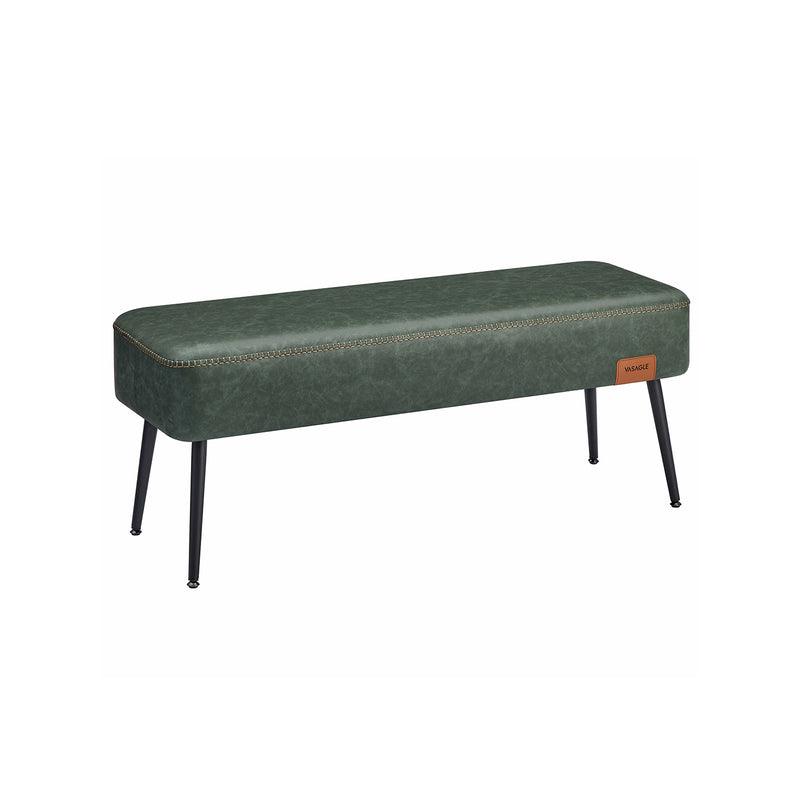 Forest Green Ottoman Bench Upholstered with Storage for Bedroom or Hallway by Vasagle