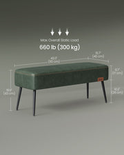 Forest Green Ottoman Bench Upholstered with Storage for Bedroom or Hallway by Vasagle