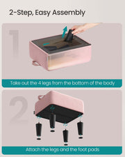 Velvet Ottoman Footstool with Thick Cushioned Seat in Pastel Pink and Black by Songmics