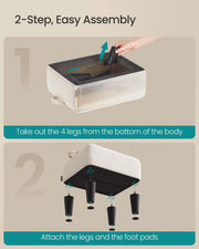 Velvet Ottoman Footstool with Thick Padded Cushion in Cappuccino Beige and Black by Songmics