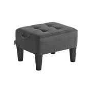 Linen Look Fabric Ottoman Footstool with Thick Padded Cushion in Slate Grey and Black by Songmics