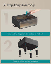 Linen Look Fabric Ottoman Footstool with Thick Padded Cushion in Slate Grey and Black by Songmics