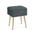 Songmics slate grey plush vanity stool with gold metal legs, angled studio shot