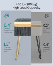 Dimensions diagram of the Songmics slate grey vanity stool