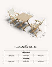 London rope folding armchair in natural oiled acacia