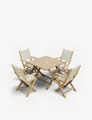 London 90cm square folding table with parasol hole and cap