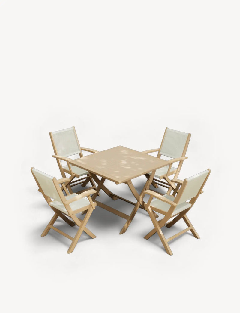 London 90cm square folding table with parasol hole and cap
