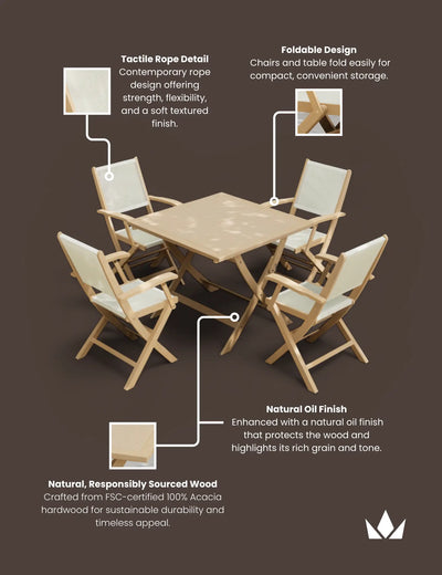 London folding dining set laid out on a patio