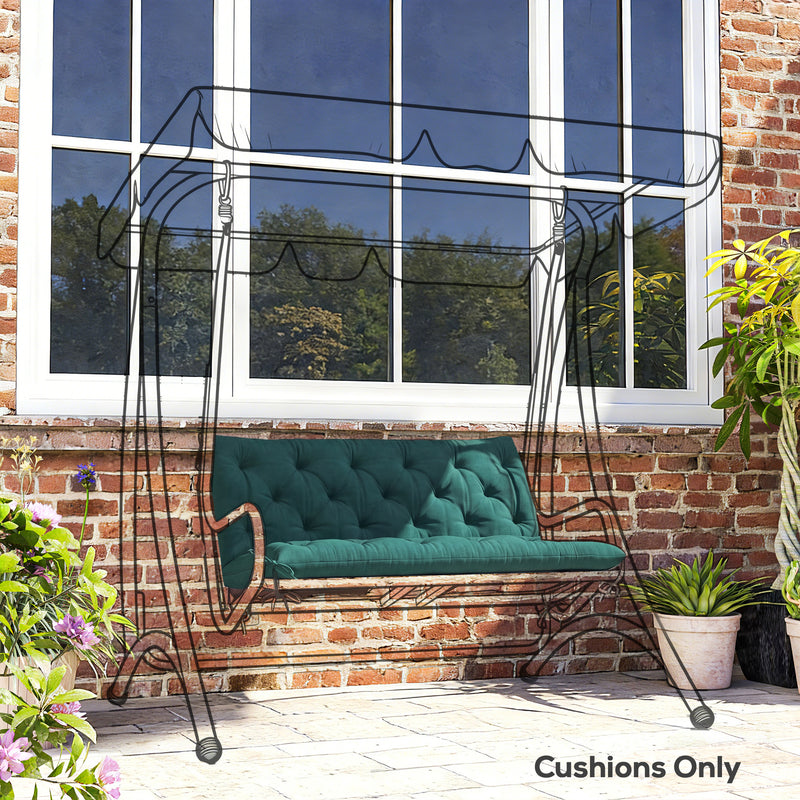 Outdoor Bench Cushion for 2 Seater Benches and Swing Chairs with Tie Fastenings Green AOSOM