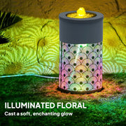 Light Grey Garden Water Fountain with LED Lights Adjustable Flow 30 cm Indoor Outdoor by Outsunny