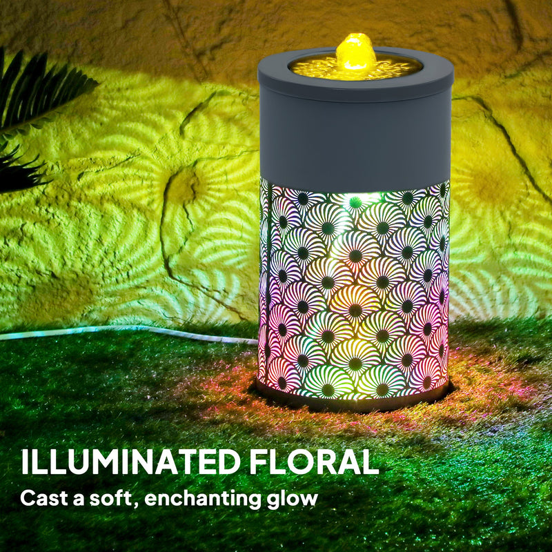 Light Grey Garden Water Fountain with LED Lights Adjustable Flow 30 cm Indoor Outdoor by Outsunny