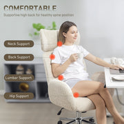 Ergonomic Office Chair with Adjustable Headrest and Boucle Fabric for All Day Comfort Pale Grey AOSOM