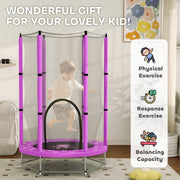Purple 4.6FT Toddler Trampoline with Safety Net for Ages 3 to 6 Indoor Outdoor Use by Outsunny AOSOM