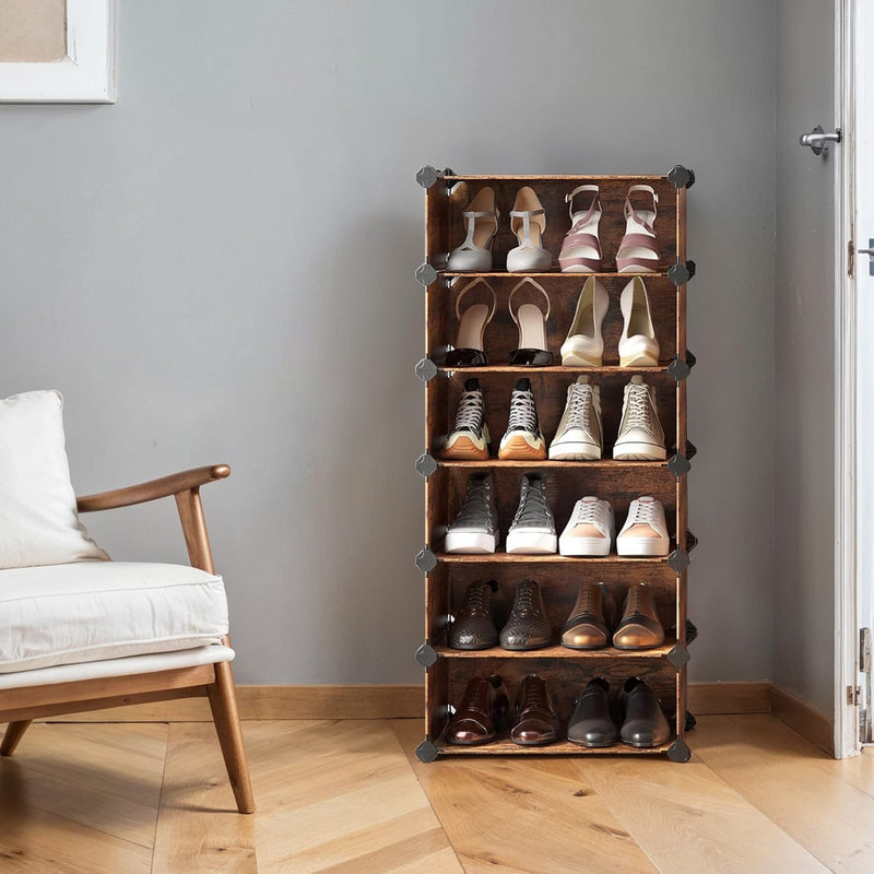 10 Tier Modular Shoe Rack with Plastic Shelves and Doors for Organised Storage by Songmics