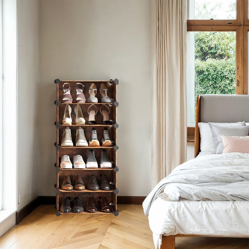 10 Tier Modular Shoe Rack with Plastic Shelves and Doors for Organised Storage by Songmics