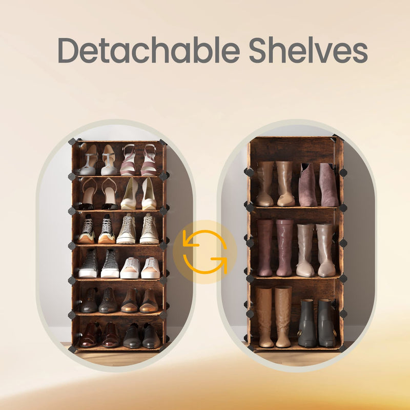 10 Tier Modular Shoe Rack with Plastic Shelves and Doors for Organised Storage by Songmics