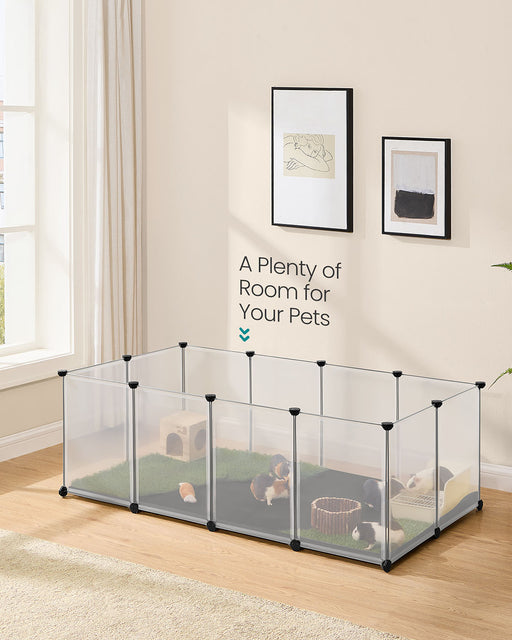 White Pet Playpen with Removable Oxford Fabric Floor Indoor Outdoor Use by Songmics