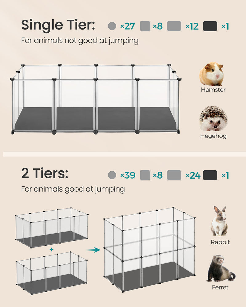 White Pet Playpen with Removable Oxford Fabric Floor Indoor Outdoor Use by Songmics