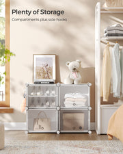 Interlocking Plastic Shoe Rack Cloud White with Modular Design for Hallway Storage by Songmics