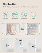 Interlocking Plastic Shoe Rack in Cloud White for Space Saving Storage by Songmics
