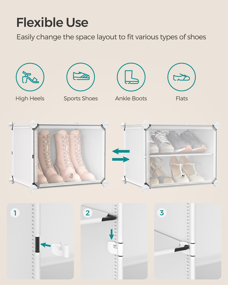 Interlocking Plastic Shoe Rack in Cloud White for Space Saving Storage by Songmics