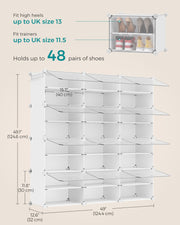 Interlocking Plastic Shoe Rack in Cloud White for Space Saving Storage by Songmics